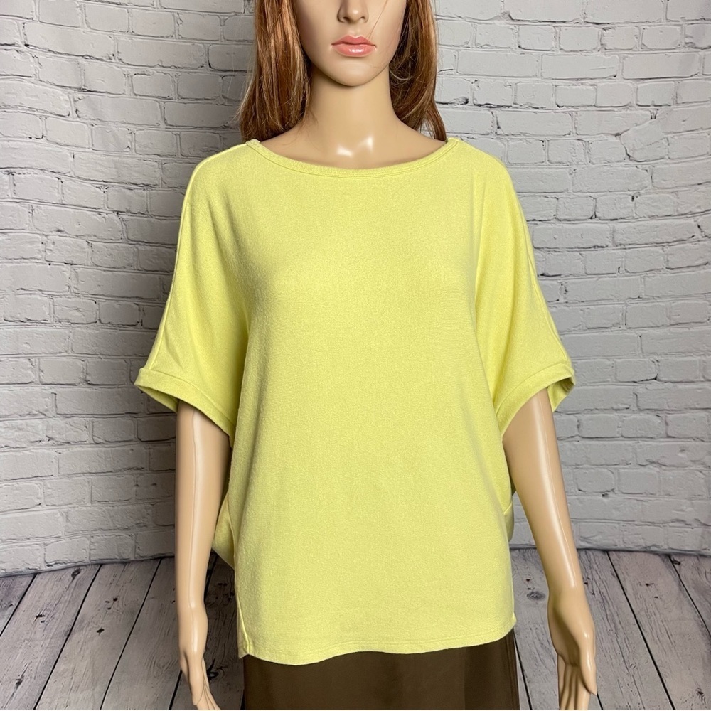 NWT New $88 Michael Stars Ellie Elbow Sleeve Boat Neck Lime Top Size L